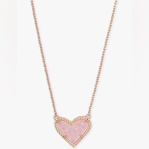 Kendra Scott Ari rose gold pink drusy necklace